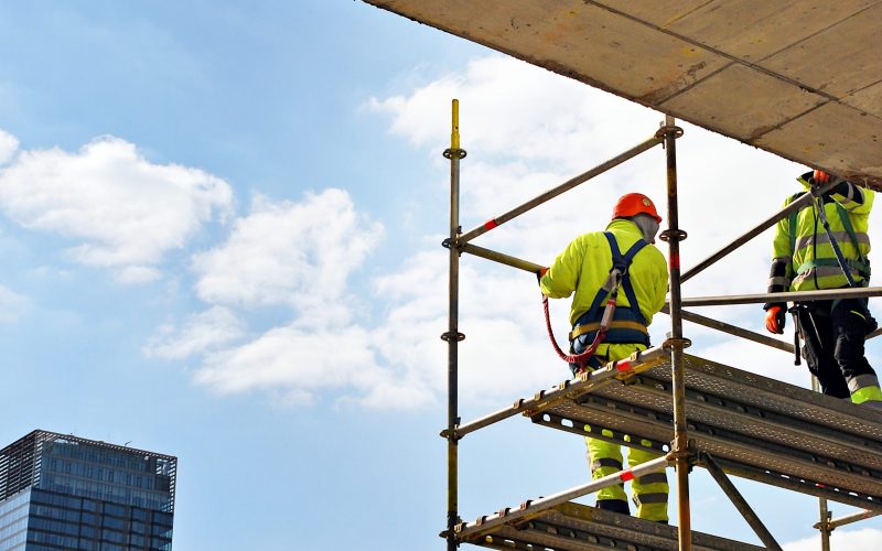 Construction,Workers,On,A,Scaffold.