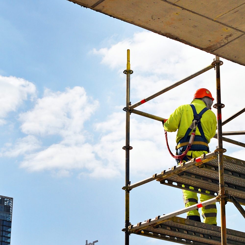 Construction,Workers,On,A,Scaffold.